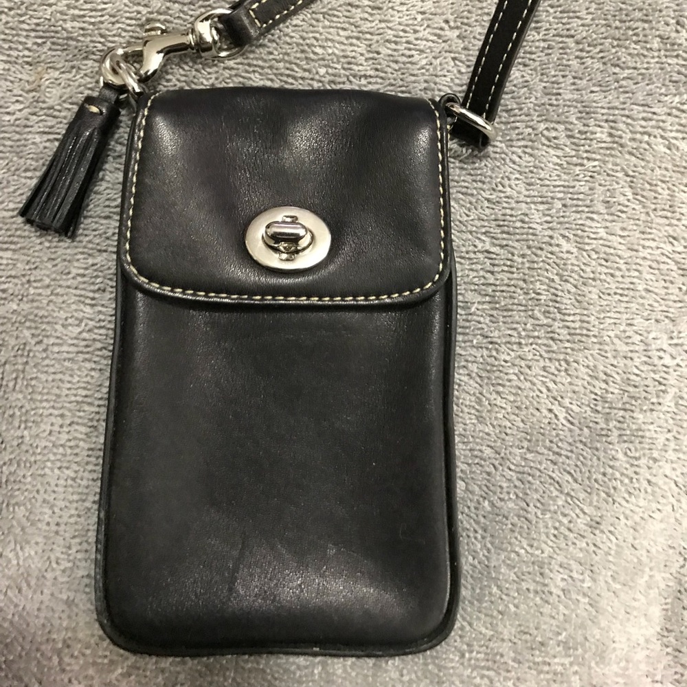 Coach vintage leather phone-case style wristlet